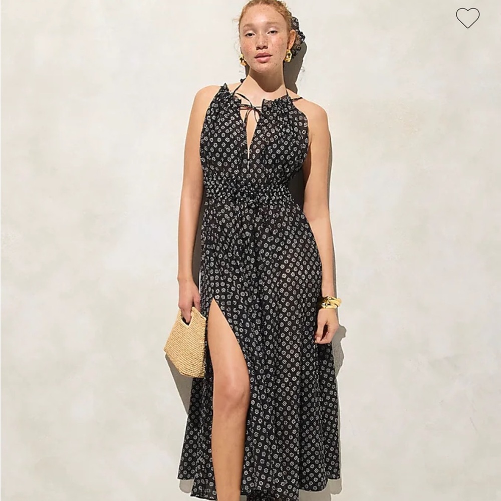 NWT J. Crew crinkle Black Floral Patterned Dress size XS